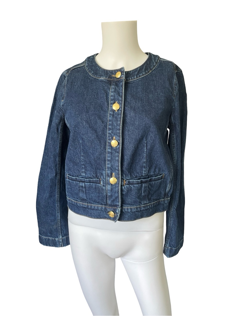 J Crew Factory Cropped Denim Jacket Cotton Blend Classic Womens Size 4